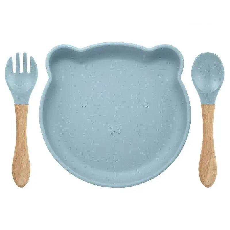 Silicone Bear Suction Plate Feeding Set for Baby - Safe & BPA-free